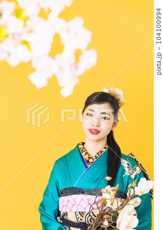 振袖を着た女性のポートレート 振袖を着た女性のポートレート 104100994