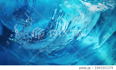 Abstract summer banner background. Top view of water waves in sunlight with copy space. 104101174