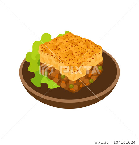 Shepherd's pie vector illustration. Traditional British cuisine. 104101624