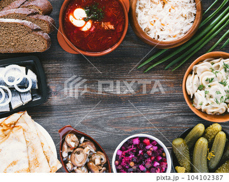 russian food assortment 104102387