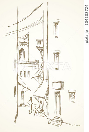 Old eastern city. Vector drawing 104102724