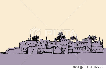 City in a desert. Vector drawing 104102725