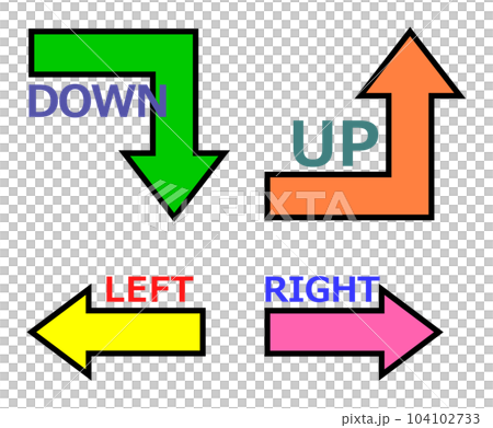 Multiple illustrations showing directions with up and down arrows 104102733