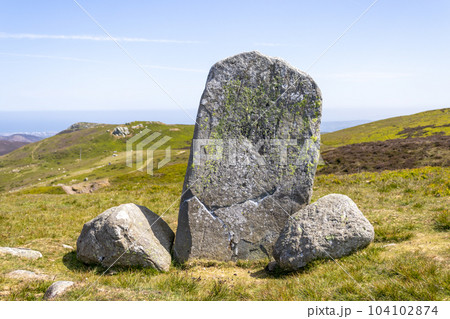 The Druid's Circle, or Meini Hirion in Welsh, above Penmaenmawr, Gwynedd, Wales, UK. The Druid's Circle, or Meini Hirion in Welsh, above Penmaenmawr, Gwynedd, Wales, UK. 104102874