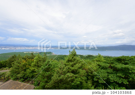 Scenery of Sakurajima in cloudy sky and - Stock Photo
