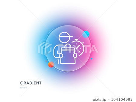 Delivery man line icon. Gradient blur button with glassmorphism. Express courier sign. Order delivery symbol. Transparent glass design. Delivery man line icon. Vector Delivery man line icon. Gradient blur button with glassmorphism. Express courier sign. Order delivery symbol. Transparent glass design. Delivery man line icon. Vector 104104995