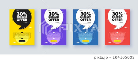 Poster frame with quote, comma. 30 percent discount tag. Sale offer price sign. Special offer symbol. Quotation offer bubble. Discount message. Vector 104105005