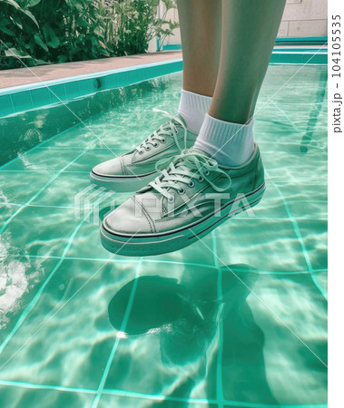Creative summer background with stylish shoes. Generative AI Creative summer background with stylish shoes. Generative AI 104105535