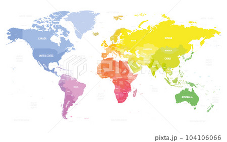 World map. High detailed blank political map of World. Colorful map on white background. 104106066