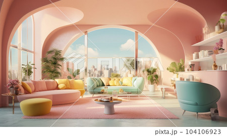 The modern living room in modern color trend 2023-2024 104106923