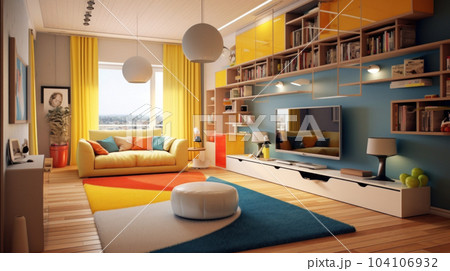 The modern living room yellow toner The modern living room yellow toner 104106932