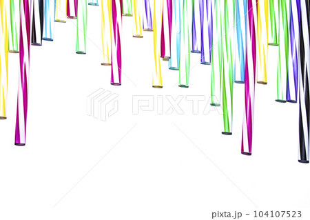 Colorful collection of tubes for different drinks background isolate 104107523