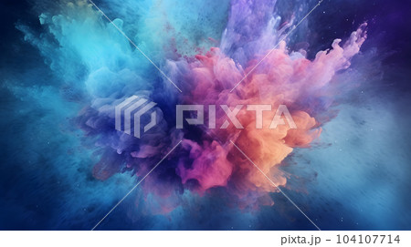 Explosion of blue, aqua and violet dust in center canvas Explosion of blue, aqua and violet dust in center canvas 104107714