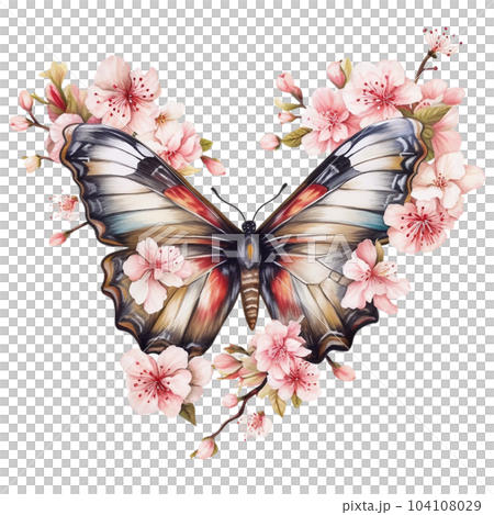 Butterfly flowers, butterflies, flowers, - Stock Illustration  [104108029] - PIXTA