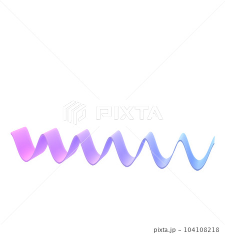 3d object shape wave ribbon metal geometric. Realistic glossy pink and lilac gradient template decorative design illustration. Minimalist bright mockup isolated with clipping path 104108218