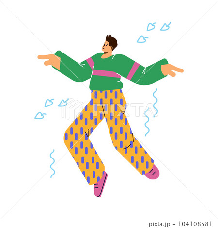 Man flying or swimming in water, flat vector illustration isolated on white background. Man flying or swimming in water, flat vector illustration isolated on white background. 104108581