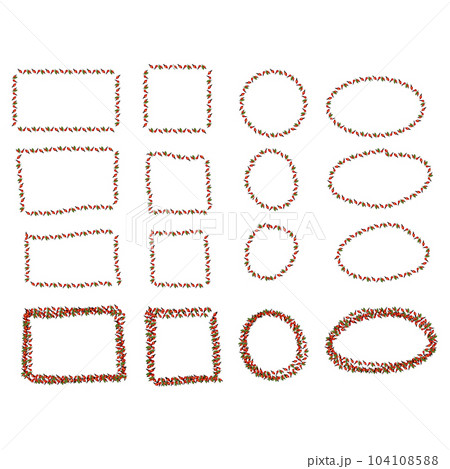 Frame of berries and leaves of wild rose, illustration. 104108588