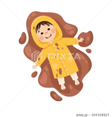 Little Boy Lying in Mud in Coat Having Bad Behavior Vector Illustration Little Boy Lying in Mud in Coat Having Bad Behavior Vector Illustration 104109927