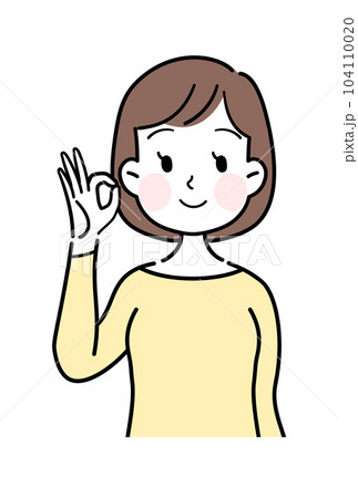 女性の表情 OK べクターイラスト素材 女性の表情 OK べクターイラスト素材 104110020