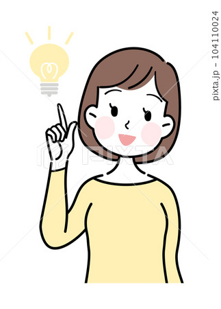 女性の表情 ひらめき べクターイラスト素材 女性の表情 ひらめき べクターイラスト素材 104110024