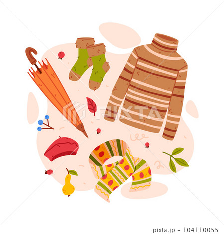 Warm Autumn Clothes and Bright Accessory Vector...のイラスト素材 [104110055 ...