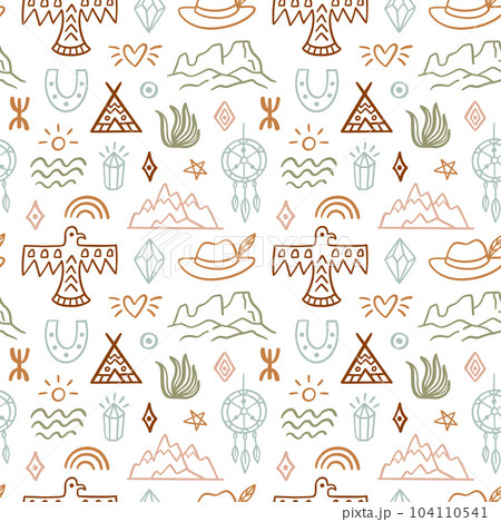 Western Seamless Pattern. Cowboy Wild West Print 104110541
