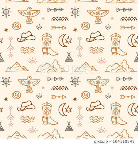 Western Seamless Pattern. Cowboy Wild West Print 104110545