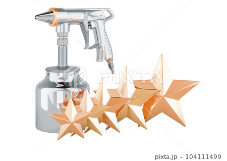 Portable Sand Blaster Gun with five golden stars, 3D rendering 104111499