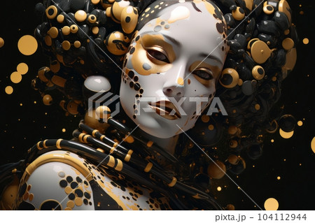 Art beauty portrait of woman with golden make up AI Art beauty portrait of woman with golden make up AI 104112944