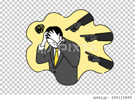 叱られて悩む男性のイラスト、ベクター 104113049