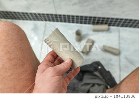 Finding empty roll in the restroom Finding empty roll in the restroom 104113936