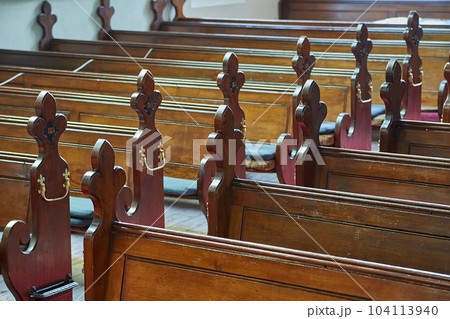 Church benches old wooden furniture 104113940