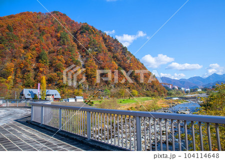 魚野川　立柄橋からの眺め　秋景色　新潟県湯沢町　　 104114648