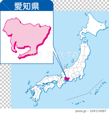愛知県の地図_カラー日本地図_23_日本地図の中で愛知県はここ_県別拡大日本地図_愛知県 愛知県の地図_カラー日本地図_23_日本地図の中で愛知県はここ_県別拡大日本地図_愛知県 104114987
