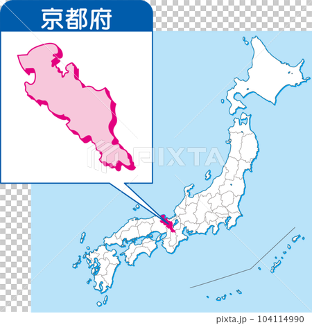 京都府の地図_カラー日本地図_26_日本地図の中で京都府はここ_県別拡大日本地図_京都府 104114990