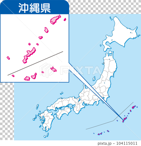 沖縄県の地図_カラー日本地図_47_ 日本地図の中で沖縄県はここ_沖縄県 104115011
