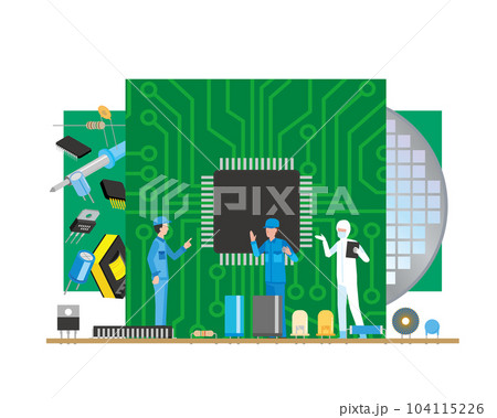 半導体や電子部品のイメージイラスト 104115226