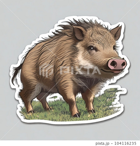 AIイラスト　イノシシ 104116235