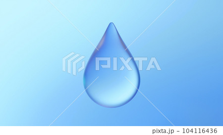 青色背景に水滴。3d。（横長） 104116436
