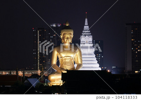 Night View of Wat Paknam Phasicharoen in Bangkok Night View of Wat Paknam Phasicharoen in Bangkok 104118333
