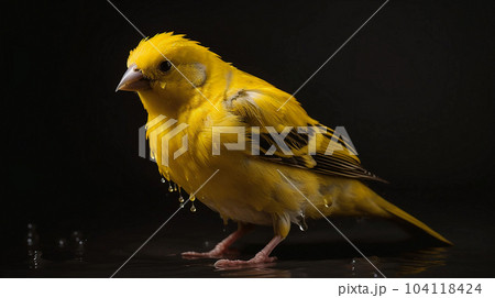 focus image of Canary wet with water 104118424