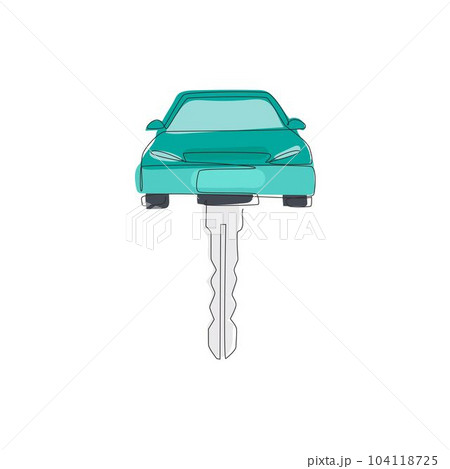 Single one line drawing car shaped car key....のイラスト素材 [104118725] - PIXTA