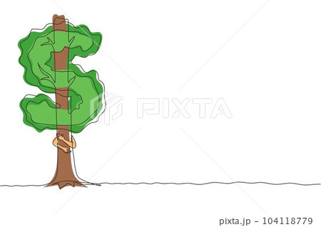 Continuous one line drawing tree shaped in dollar sign. Money tree investment growth income interest savings economy funds stock market financial business. Single line draw design vector illustration 104118779