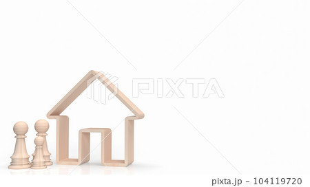 The wood home icon and chess family for Real estate concept 3d rendering The wood home icon and chess family for Real estate concept 3d rendering 104119720