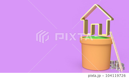 The home icon on plant for property or building business 3d rendering The home icon on plant for property or building business 3d rendering 104119726