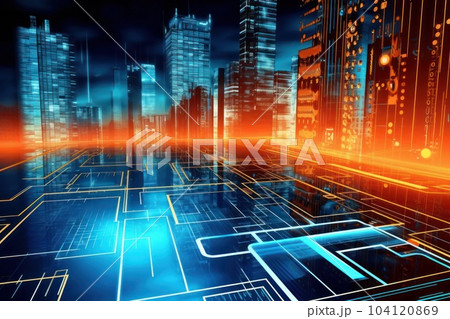 Global business, internet network connection, IoT Internet of Things, business intelligence concept. Busines global network, futuristic technology background. AI generative 104120869