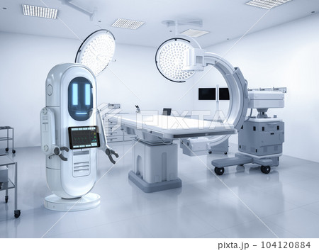 Medical technology concept with assistant robot with mri scan machine Medical technology concept with assistant robot with mri scan machine 104120884