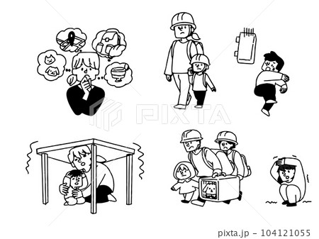 地震などの自然災害に関するイラストセット 地震などの自然災害に関するイラストセット 104121055