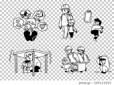 地震などの自然災害に関するイラストセット 地震などの自然災害に関するイラストセット 104121055