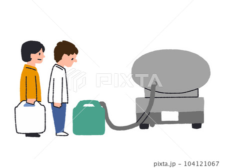 災害時に給水車で水の配布を受ける人々 104121067